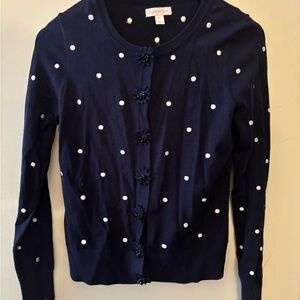 Charter Club Blue and White Polka Dot Cardigan Sweater